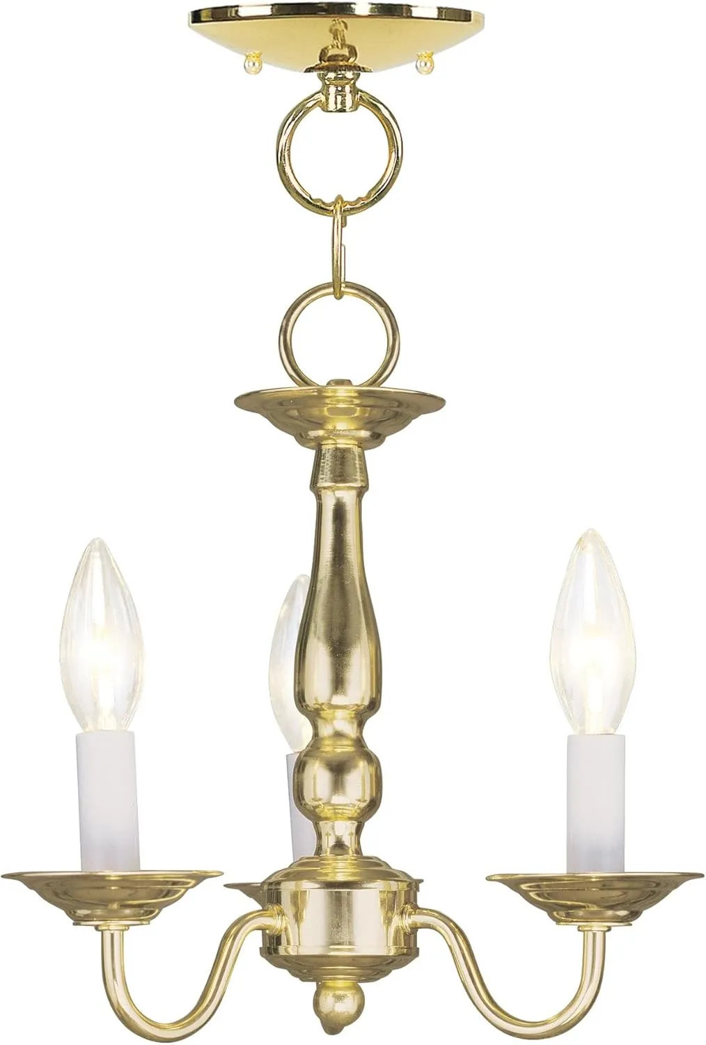 Livex Lighting 5009-02 Williamsburg 3-Light Convertible Hanging Lantern/Ceiling Mount, Polished Brass