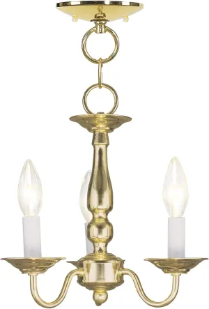 Livex Lighting 5009-02 Williamsburg 3-Light Convertible Hanging Lantern/Ceiling Mount, Polished Brass