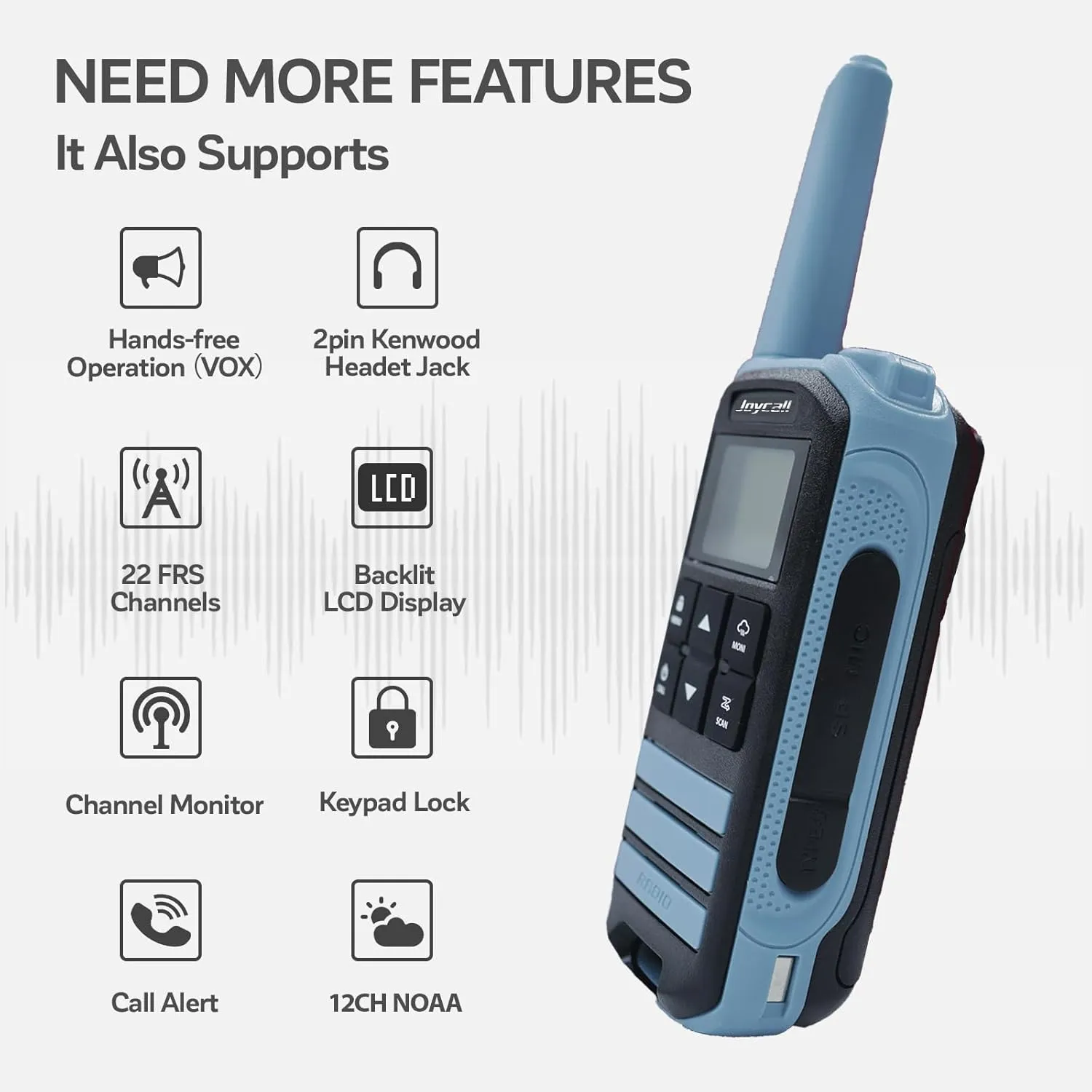 Long Range Walkie Talkies for Adult with NOAA Weather Alert Portable Walkie Talkies Rechargeable 22 Modifiable FRS Two Way Radios with Charger Cable &1400mAh Li-ion Battery (Blue)
