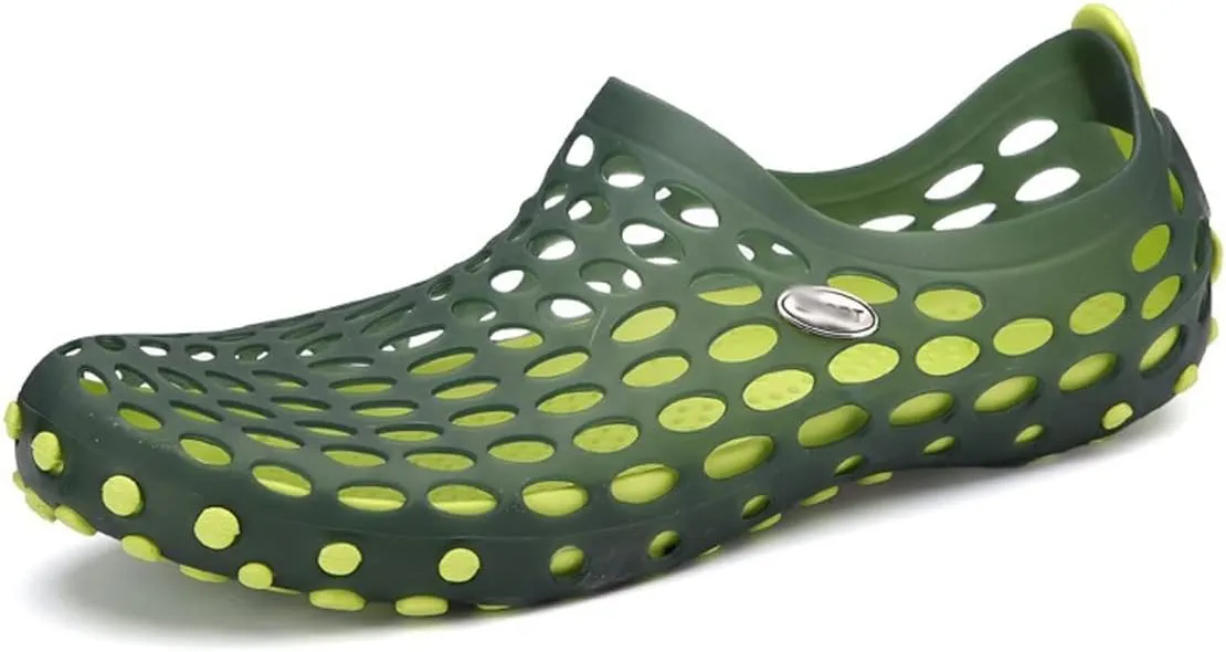 ls Men Summer Casual Men ls Unisex Couple Clogs for Lovers Garden Shoes Men Beach Footwear Plus Size Breathable SlipperGreen,5 (Green 45 EU)