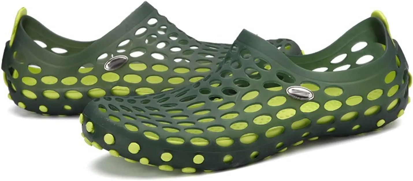 ls Men Summer Casual Men ls Unisex Couple Clogs for Lovers Garden Shoes Men Beach Footwear Plus Size Breathable SlipperGreen,5 (Green 45 EU)