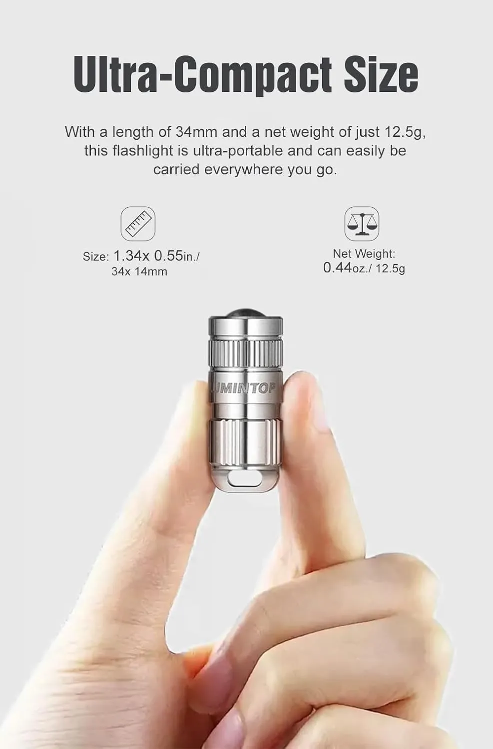 LUMINTOP EDC Pimi 2.0 Thumb-Size Keychain Flashlight 100 Lumens Titanium Alloy Mini Flashlight IPX-8 Waterproof Ultra-Compact EDC Light