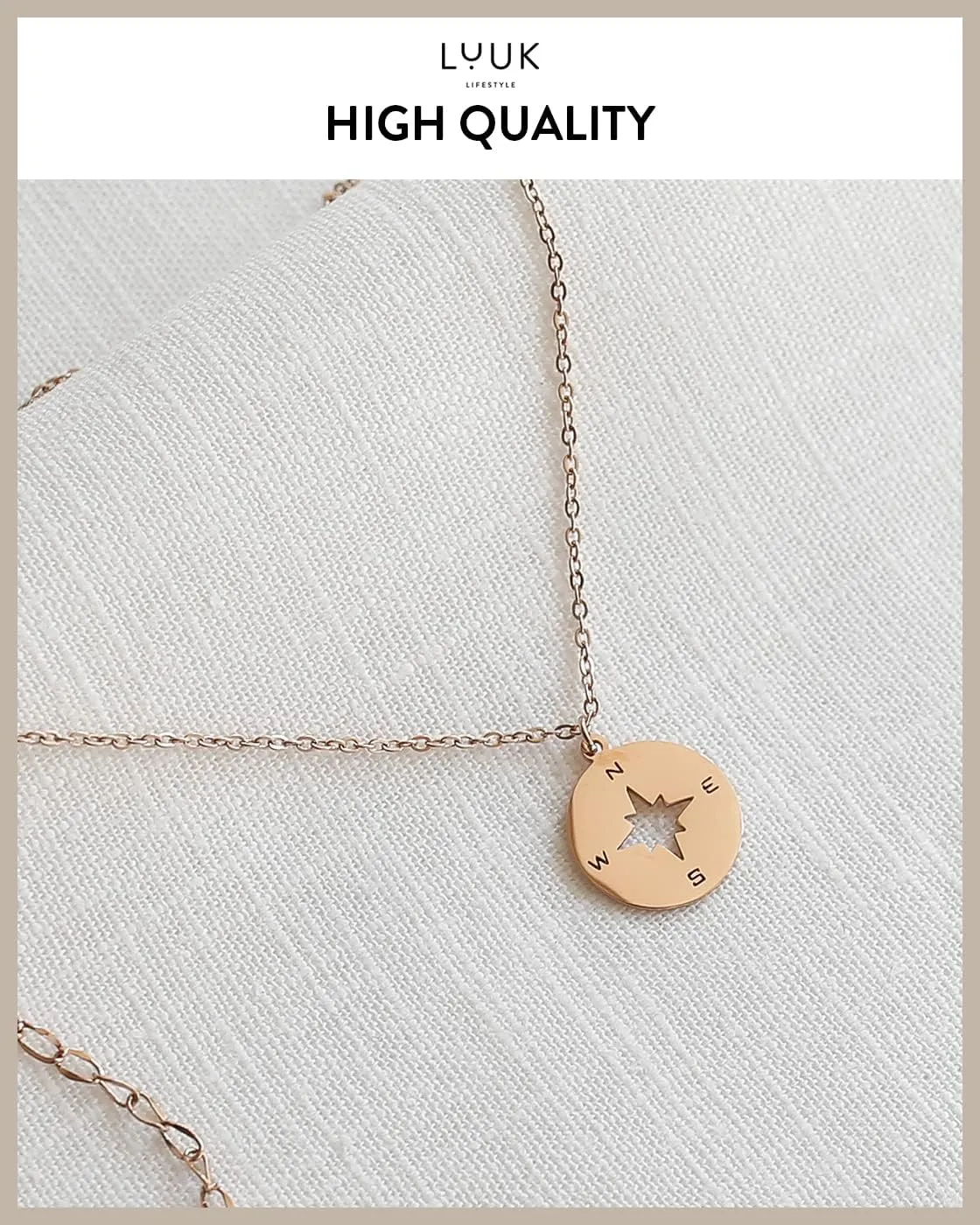 LUUK LIFESTYLE Stainless steel necklace with pendant and HAPPINESS card, 20” adjustable length, lucky charm, friendship chain, Valentine's Day gift, birthday, women's jewelry, silver, gold, rosegold