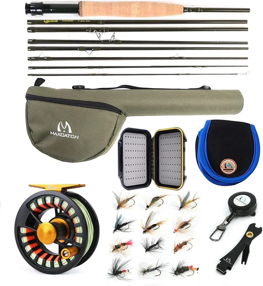 M MAXIMUMCATCH Maxcatch Alltime Travel Fishing Rod-Ultra Compact for Backpacking 8-Piece 9ft with Rod Tube (Size: 5/6/8wt)