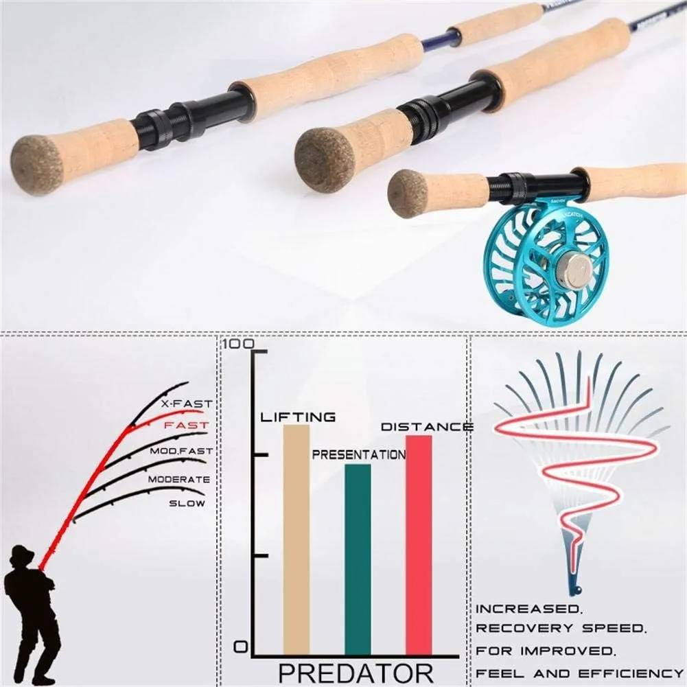 M MAXIMUMCATCH Maxcatch Predator Big Game and Saltwater Fly Fishing Rod: 7'11''/9'/9'2''/10', 4-Piece, 8/9/10/11/12 Weight