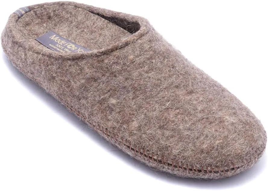 Made For You Women’s Natural Wool Slippers with Arch Support Insole, Hypoallergenic with Non-Slip Rubber Sole