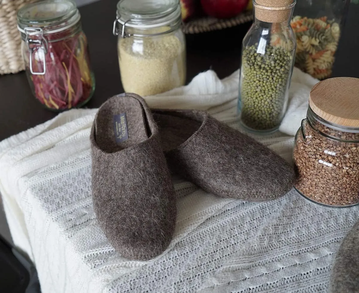Made For You Women’s Natural Wool Slippers with Arch Support Insole, Hypoallergenic with Non-Slip Rubber Sole