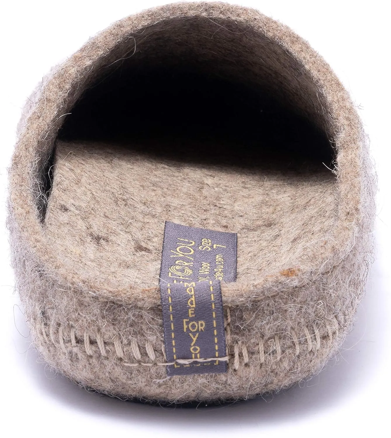 Made For You Women’s Natural Wool Slippers with Arch Support Insole, Hypoallergenic with Non-Slip Rubber Sole