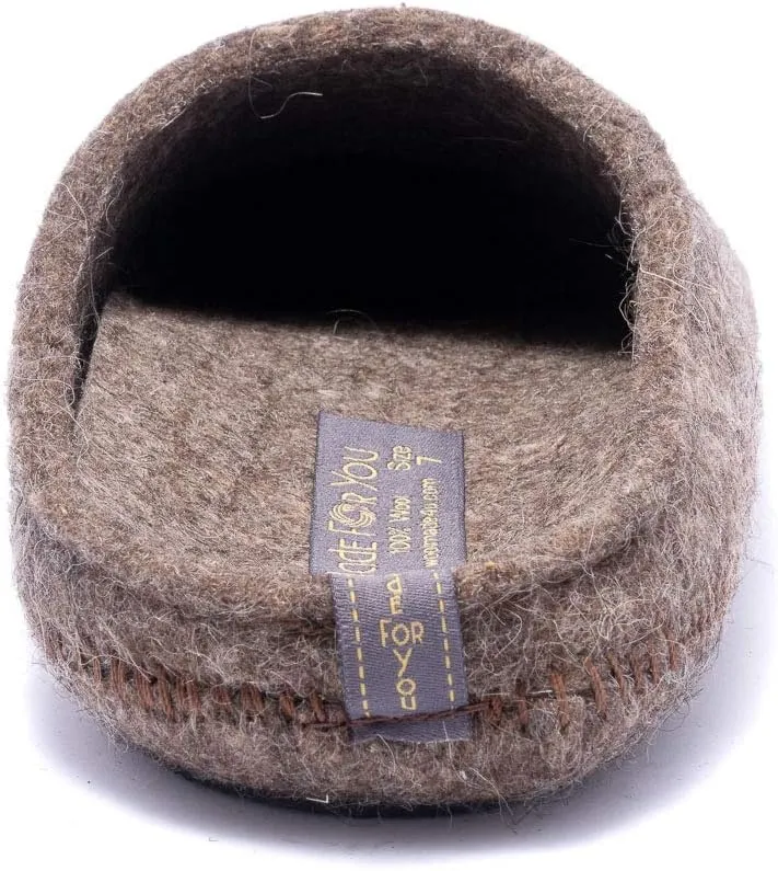 Made For You Women’s Natural Wool Slippers with Arch Support Insole, Hypoallergenic with Non-Slip Rubber Sole