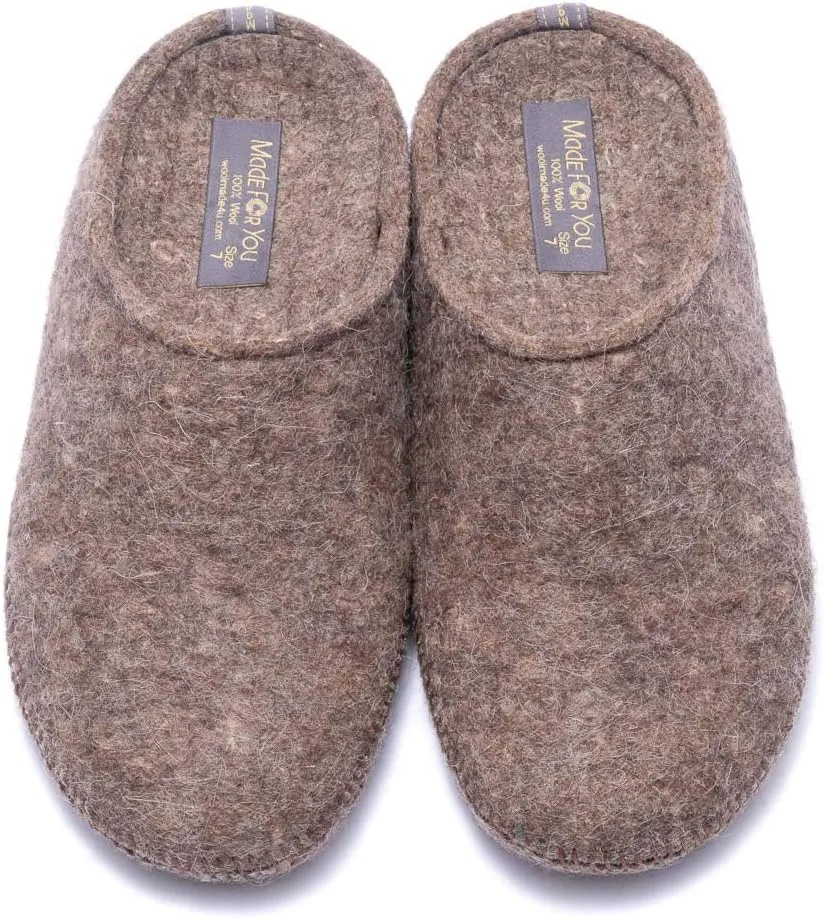 Made For You Women’s Natural Wool Slippers with Arch Support Insole, Hypoallergenic with Non-Slip Rubber Sole