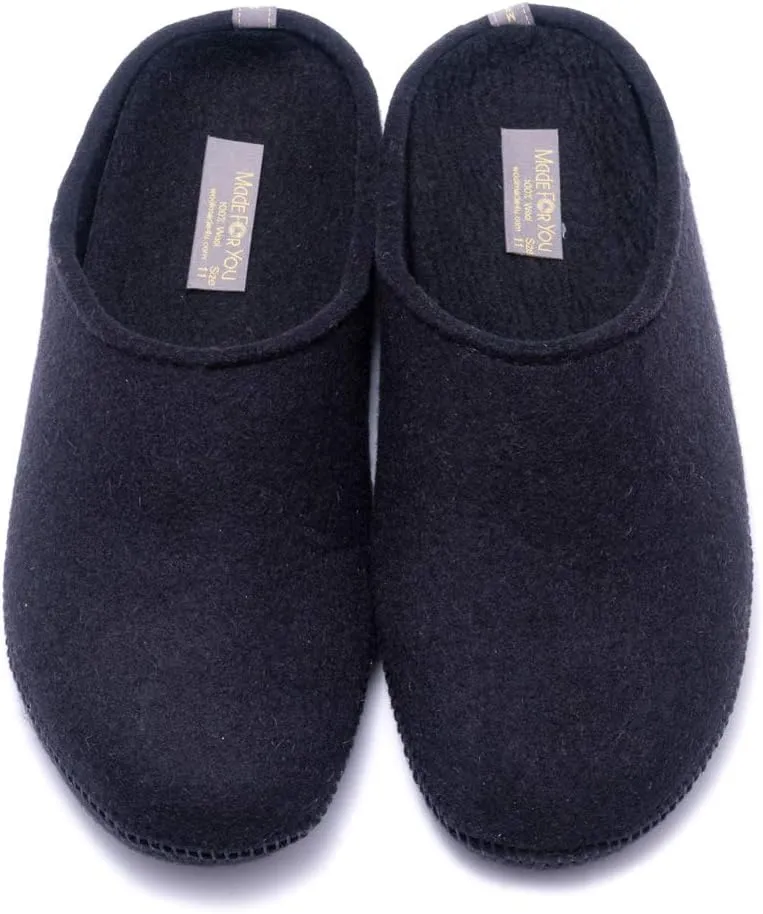Made For You Women’s Natural Wool Slippers with Arch Support Insole, Hypoallergenic with Non-Slip Rubber Sole