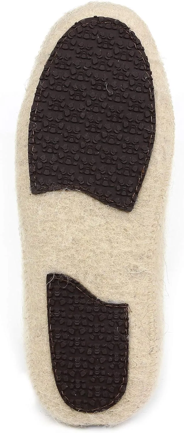 Made For You Women’s Wool Slippers with Handmade Chrysanthemum Flower, Non-Slip Rubber Sole and Arch Support Insole