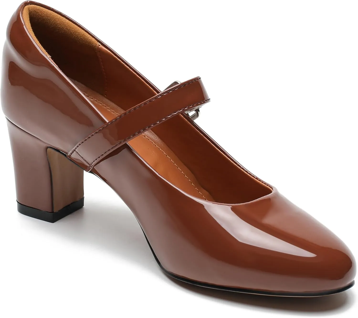 MAIERNISI JESSI Unisex Men's Women's Mary Jane Shoes Block Heel Round Toe Buckle Mid High Dress Pumps