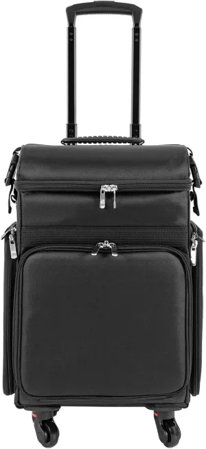 Makeup Rolling Train Case Large Storage Cosmetic Trolley, Professional Cosmetic Organizer Box with Detachable WheelsSalon Barber Case Traveling Cart Trunk, 14.17 * 10.24 * 18.9in