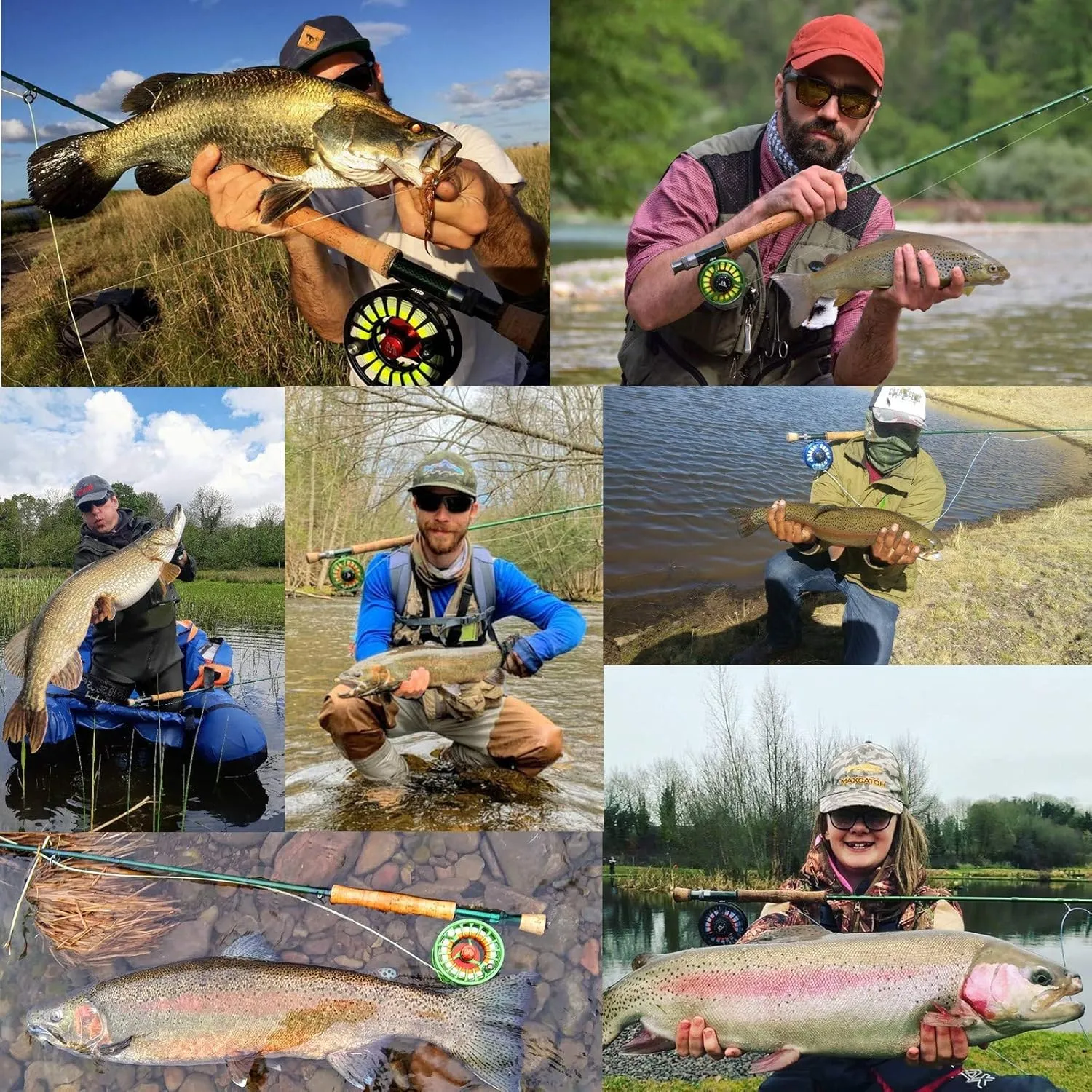 Maxcatch 3-12wt Medium-Fast Action Premier Fly Fishing Rod-IM8 Carbon Blank for High Performance,with AA Cork Grip Hard Chromed Guides
