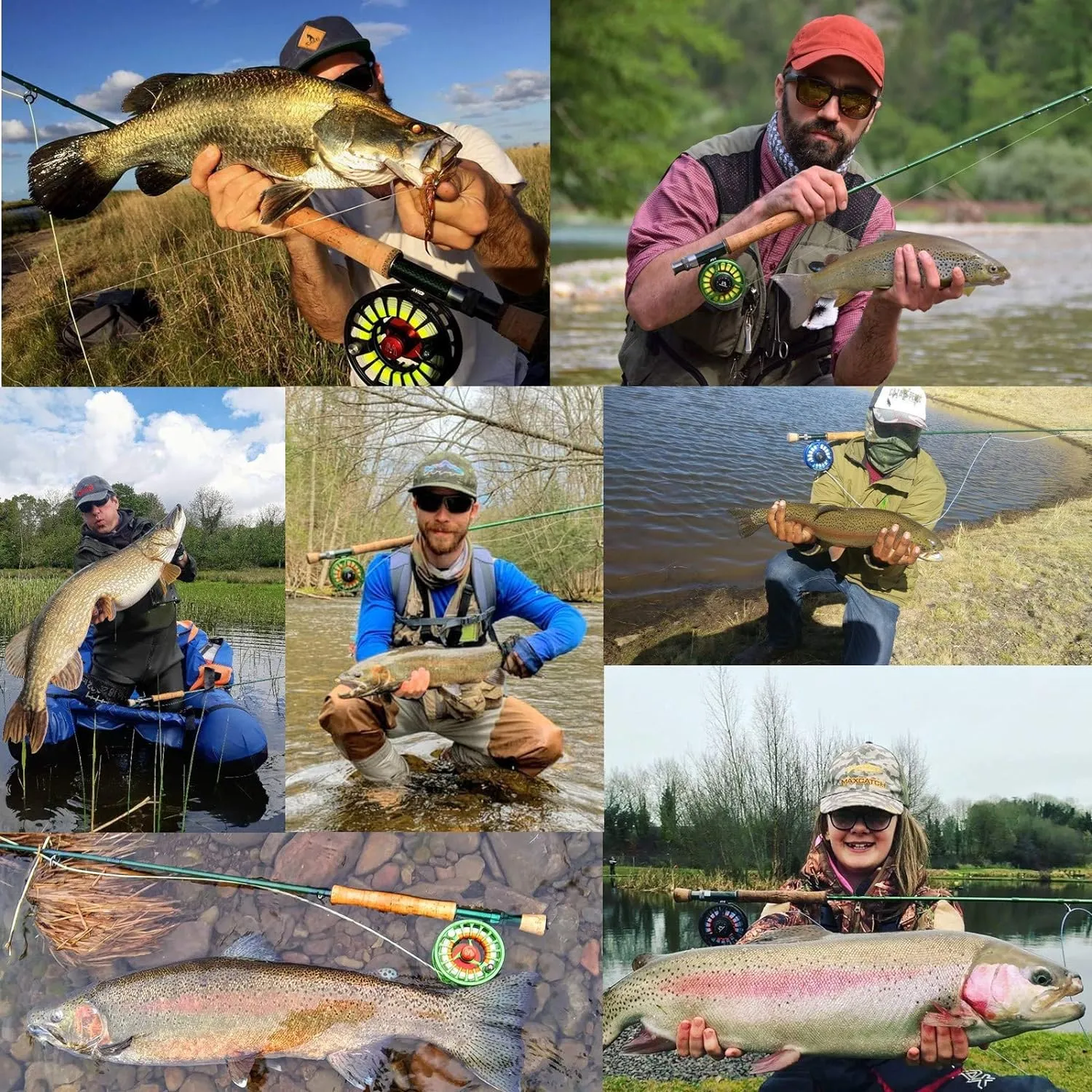 Maxcatch 3-12wt Medium-Fast Action Premier Fly Fishing Rod-IM8 Carbon Blank for High Performance,with AA Cork Grip Hard Chromed Guides