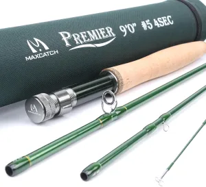 Maxcatch 3-12wt Medium-Fast Action Premier Fly Fishing Rod-IM8 Carbon Blank for High Performance,with AA Cork Grip Hard Chromed Guides