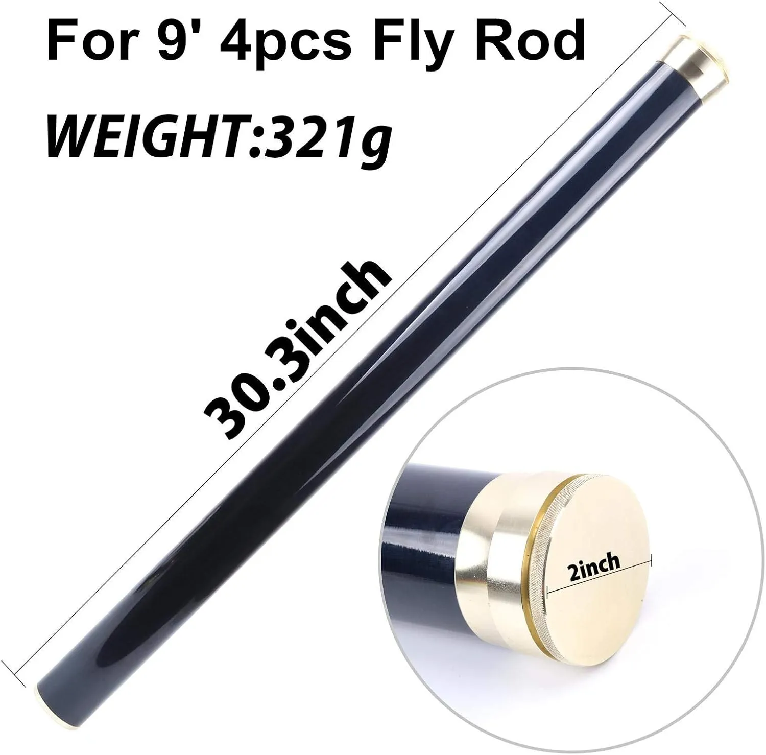 Maxcatch Carbon Fiber Fly Fishing Rod Travel Tube(Case) with Aluminum Cap – fits Any 9ft/10ft 4pcs Fly Rod