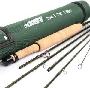 Maxcatch Cruiser Travel Fly Fishing Rod; 2/3/4wt 6 Piece, IM10 Carbon Blank, AA Grade Reel Seat