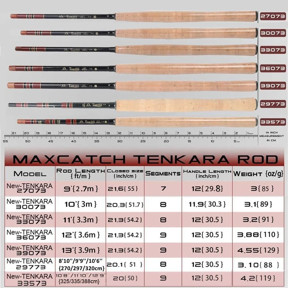 Maxcatch Tenkara Fishing Rod and Combo 9/10/11/12/13ft/Triple Zoom 8'10''/9'9''/10'6'',10'8''/11'10''/12'9''