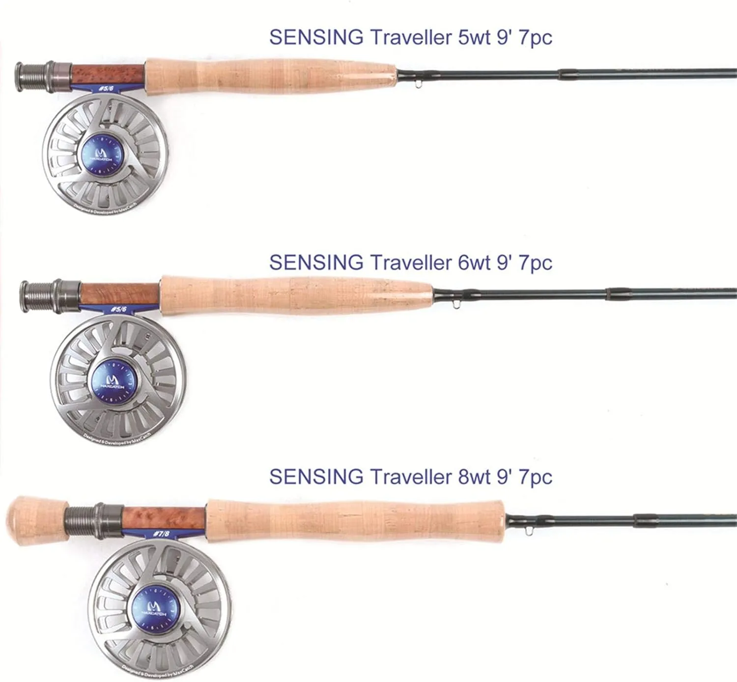 Maxcatch Traveler Fly Fishing Rod: 7-Piece IM10 Carbon Rod with Rod Tube in 5/6/7/8 Weight