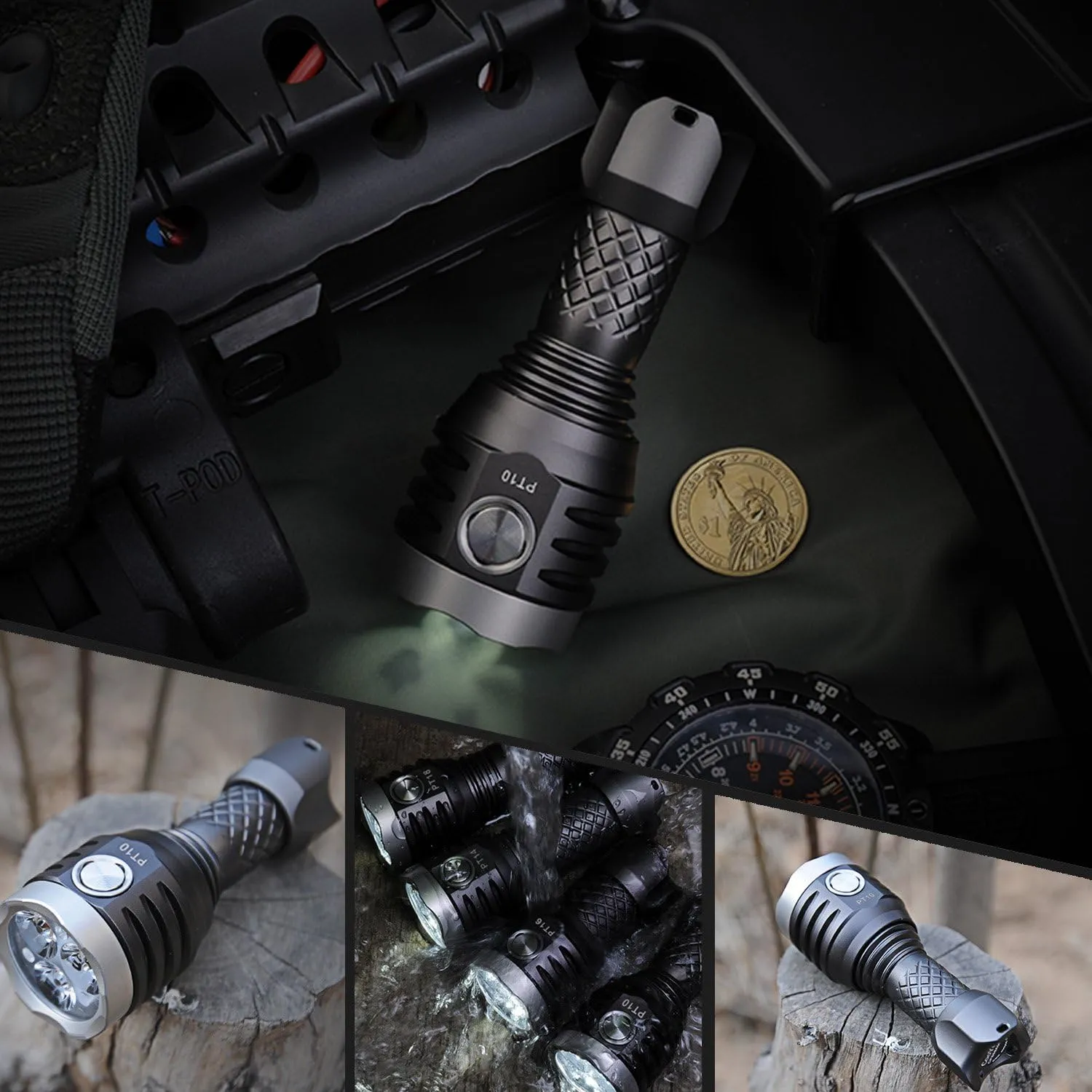 MecArmy PT10 800 Lumens EDC Compact Flashlight with 3 XP-G2 LEDs, Micro USB Rechargeable Patented Flashlight, Ultra Bright Key Chain Flashlight, Instant Access to Different Lighting Functions