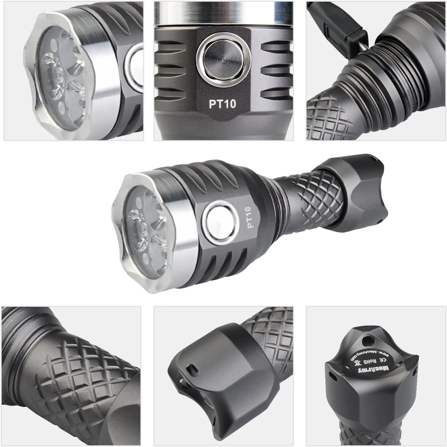 MecArmy PT10 800 Lumens EDC Compact Flashlight with 3 XP-G2 LEDs, Micro USB Rechargeable Patented Flashlight, Ultra Bright Key Chain Flashlight, Instant Access to Different Lighting Functions