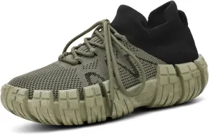 Men's Breathable Mesh Casual Sports Shoes - Sock-Like Lace-Up Lightweight Slip-Resistant Footwear with Cushioned Insole Durable Tread for Daily Wear & Outdoor Activities
