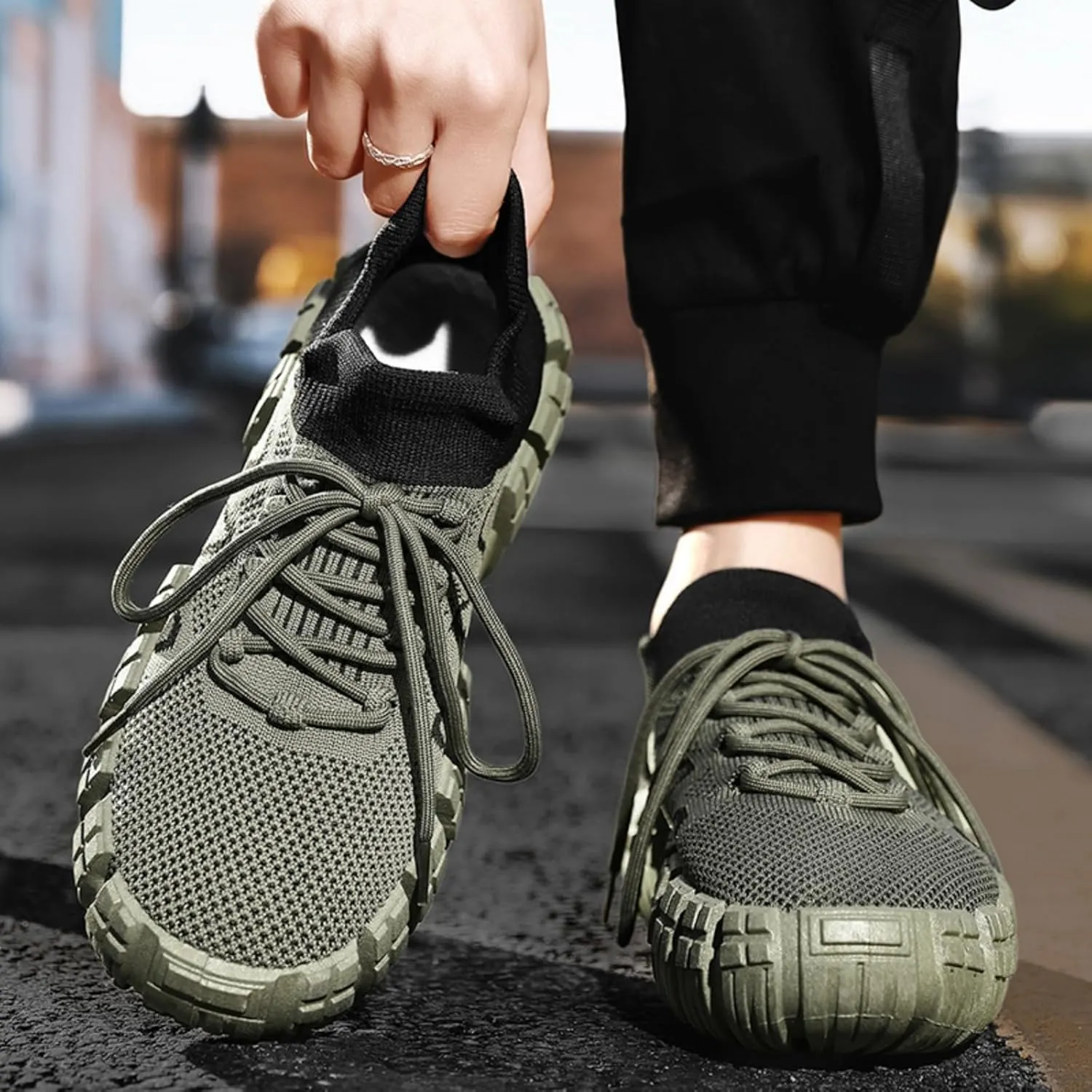 Men's Breathable Mesh Casual Sports Shoes - Sock-Like Lace-Up Lightweight Slip-Resistant Footwear with Cushioned Insole Durable Tread for Daily Wear & Outdoor Activities
