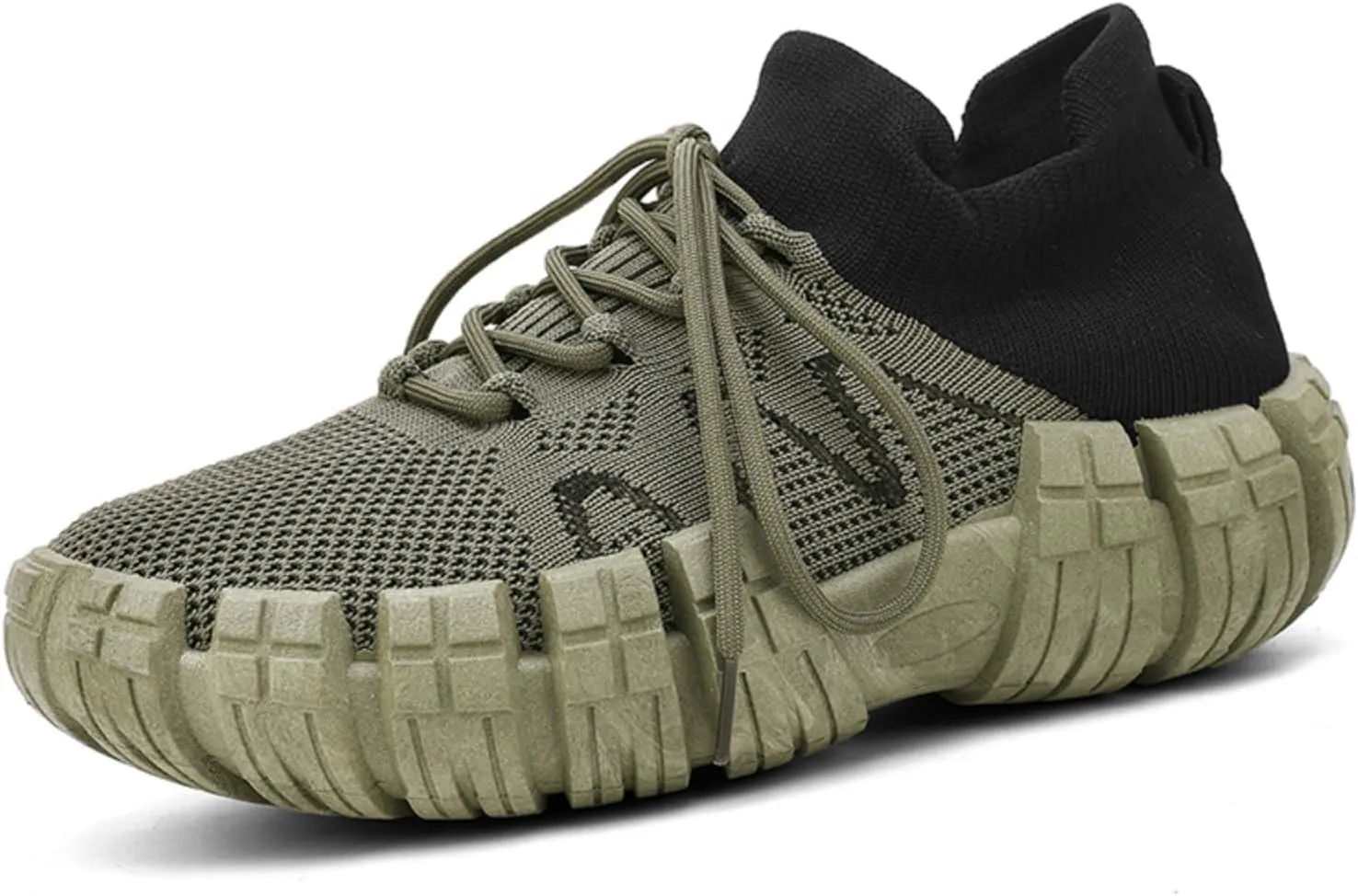 Men's Breathable Mesh Casual Sports Shoes - Sock-Like Lace-Up Lightweight Slip-Resistant Footwear with Cushioned Insole Durable Tread for Daily Wear & Outdoor Activities
