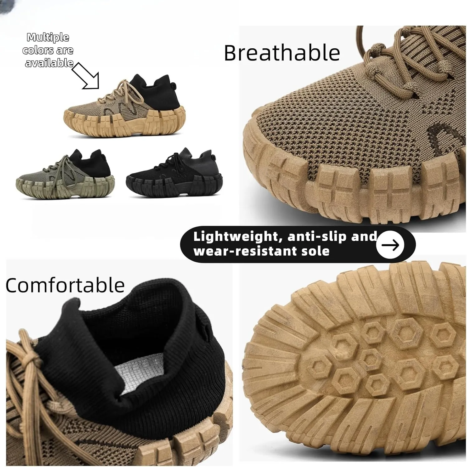 Men's Breathable Mesh Casual Sports Shoes - Sock-Like Lace-Up Lightweight Slip-Resistant Footwear with Cushioned Insole Durable Tread for Daily Wear & Outdoor Activities