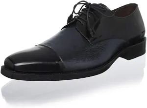 Mezlan - Soka - Men's Cap Toe Dress Shoe - Deerskin and Polished Calfskin with Elegant Tassel Detail - Handcrafted in Spain - Blue - Size 14 - Medium Width