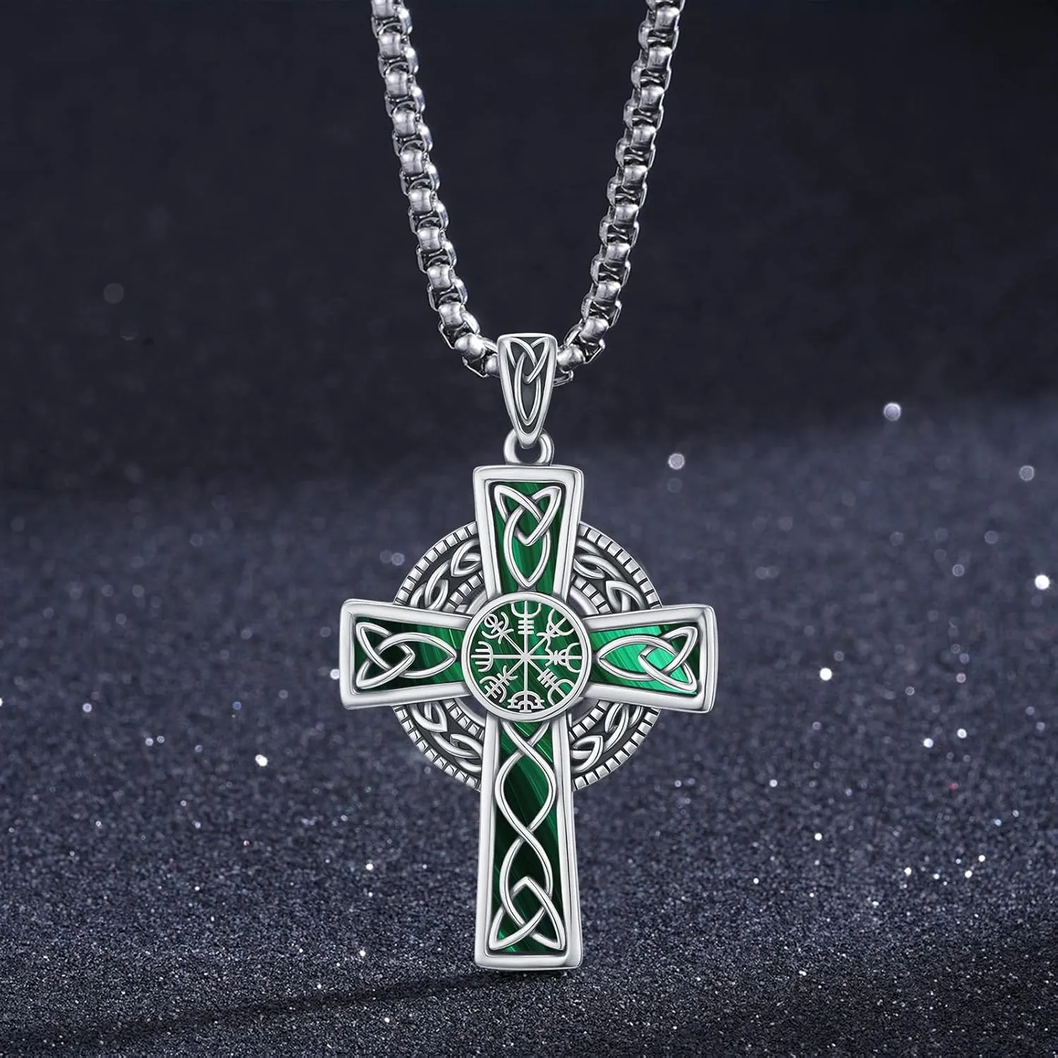 Midir&Etain Celtic Cross Necklace 925 Sterling Silver Cross Pendant Necklace Celtic Viking Irish Jewelry Religious Protective Gift for Men Women
