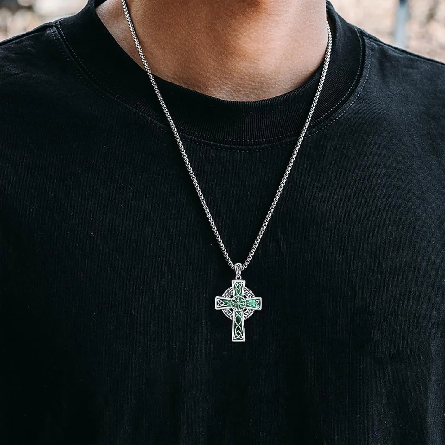 Midir&Etain Celtic Cross Necklace 925 Sterling Silver Cross Pendant Necklace Celtic Viking Irish Jewelry Religious Protective Gift for Men Women