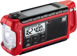 Midland - ER210 Emergency Compact Crank Weather AM/FM Radio - Multiple Power SOS Emergency Flashlight, NOAA Weather Scan   Alert