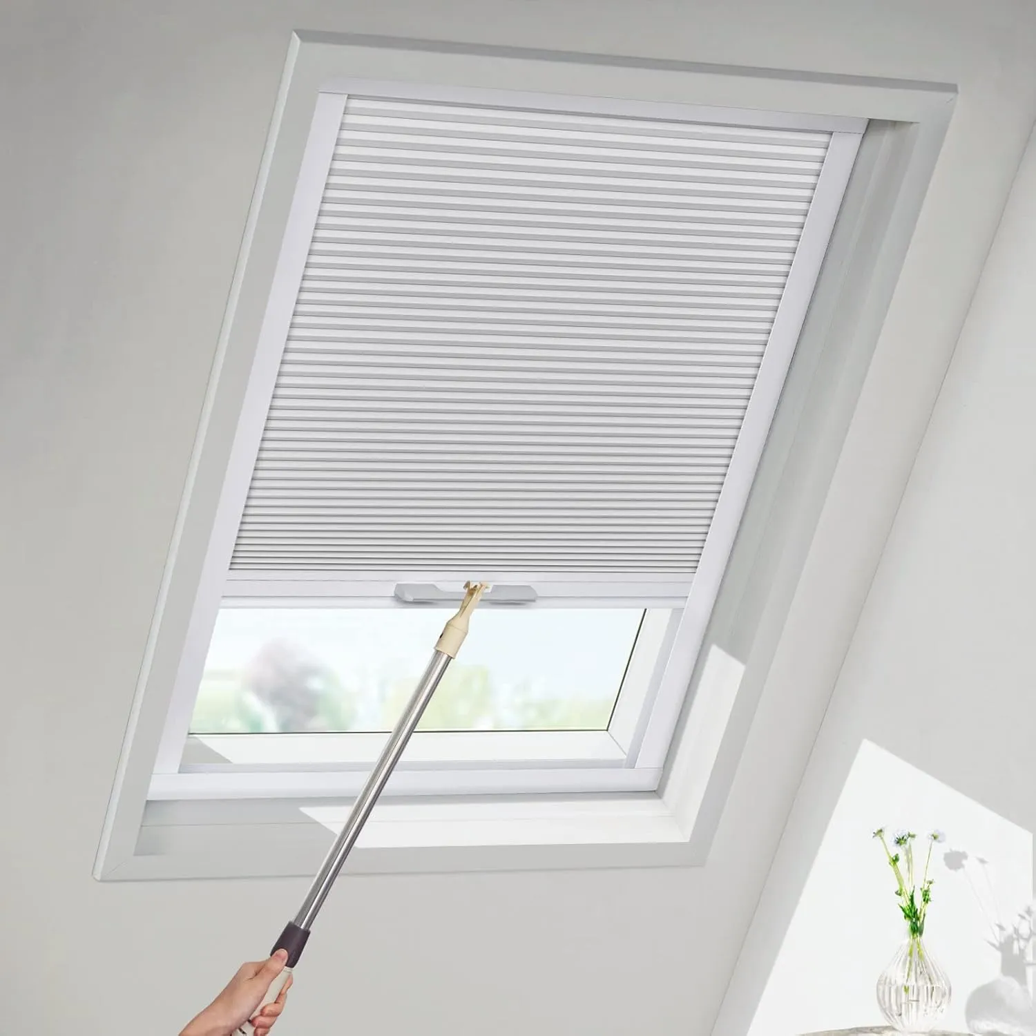 MiLin Skylight Shades & Blinds Blackout Cordless Cellular Blinds for Window Shades Suitable for Roof Inclined Plane Room Windows - Custom Cut to Size (100% Blackout White)