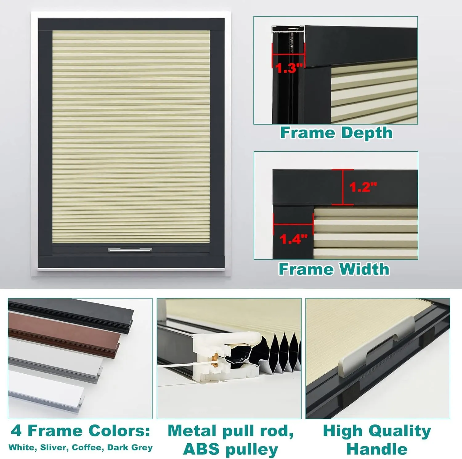 MiLin Skylight Shades & Blinds Blackout Cordless Cellular Blinds for Window Shades Suitable for Roof Inclined Plane Room Windows - Custom Cut to Size (100% Blackout White)