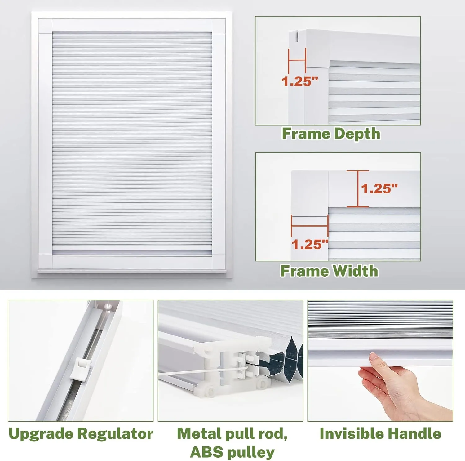 MiLin Skylight Shades Blackout Blinds Cordless Cellular Blinds for Window Shades Suitable for Roof Inclined Plane Room Windows - Updated Design Very Easy to Install (100% Blackout White)