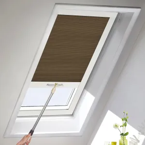 MiLin Skylight Shades, Skylight Blinds, Cordless Cellular Shades, Blinds Suitable for Roof Inclined Plane Room Windows - Custom Cut to Size, 100% Blackout Chocolate