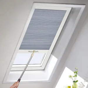MiLin Skylight Shades, Skylight Blinds, Cordless Cellular Shades, Window Blinds Suitable for Roof Inclined Plane Room Windows - Custom Cut to Size, 100% Blackout Blue Haze