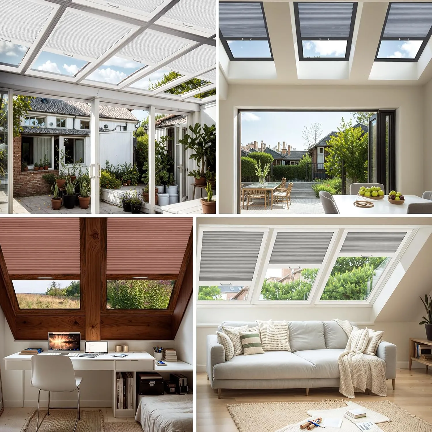MiLin Skylight Shades, Skylight Blinds, Cordless Cellular Shades, Window Blinds Suitable for Roof Inclined Plane Room Windows - Custom Cut to Size, 100% Blackout Blue Sky