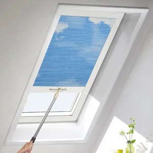 MiLin Skylight Shades, Skylight Blinds, Cordless Cellular Shades, Window Blinds Suitable for Roof Inclined Plane Room Windows - Custom Cut to Size, 100% Blackout Blue Sky