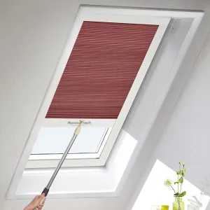 MiLin Skylight Shades, Skylight Blinds, Cordless Cellular Shades, Window Blinds Suitable for Roof Inclined Plane Room Windows - Custom Cut to Size, 100% Blackout Brick Red