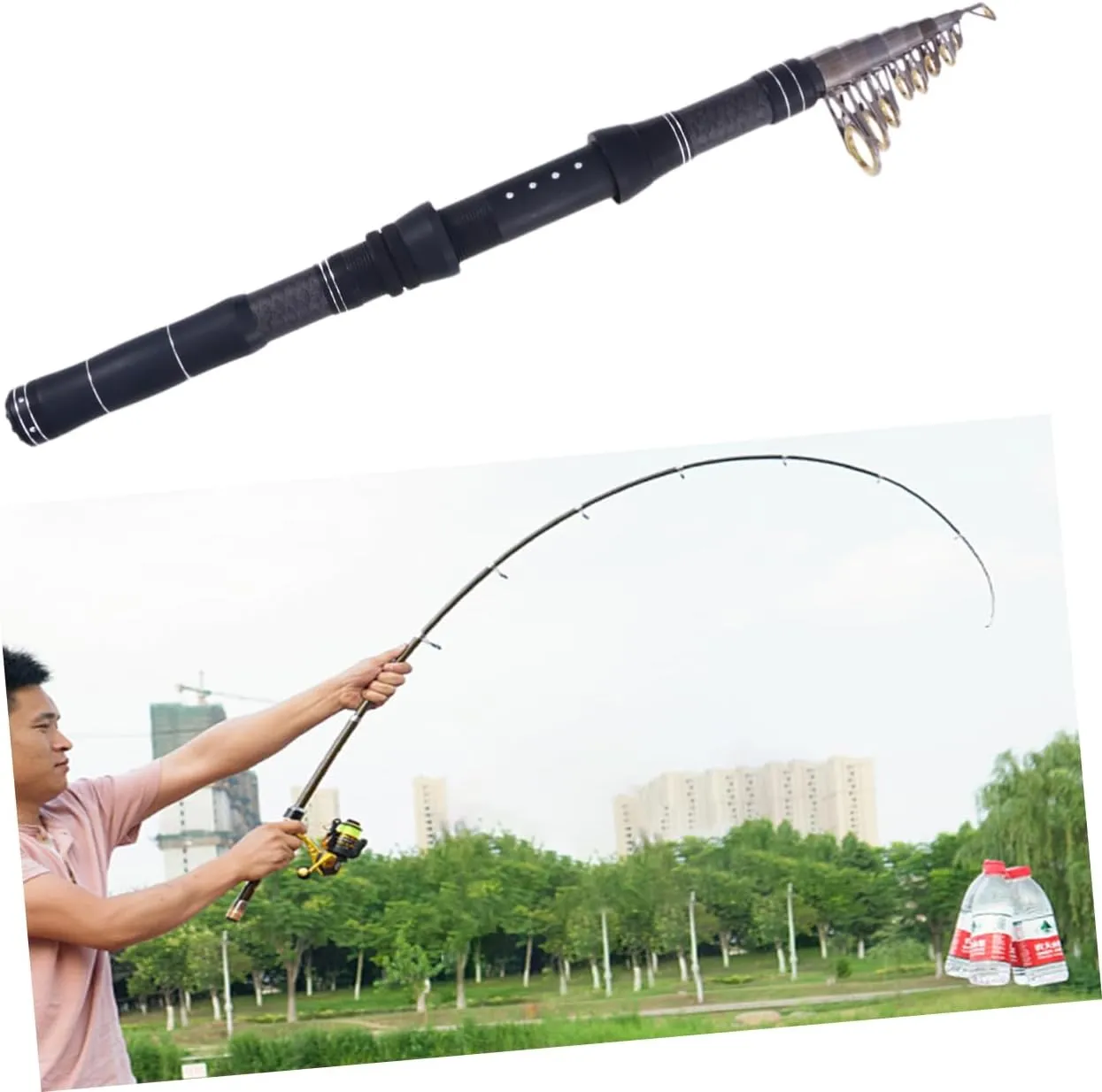 Milisten Short Fishing Rod Carbon Fishing Rod Black
