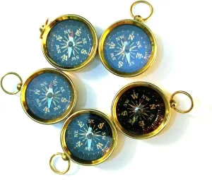 Mini Pocket Compass Set of 5 – Small Brass Directional Compasses for Outdoor Activities, Travel, Scouts & Gifts – Vintage Style Portable Navigation Tool