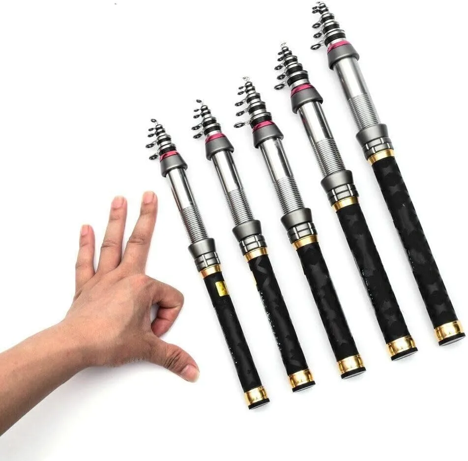Mini Pocket Size Carbon Telescopic Fishing Rod Ultra Light Spinning Rods 2.7m