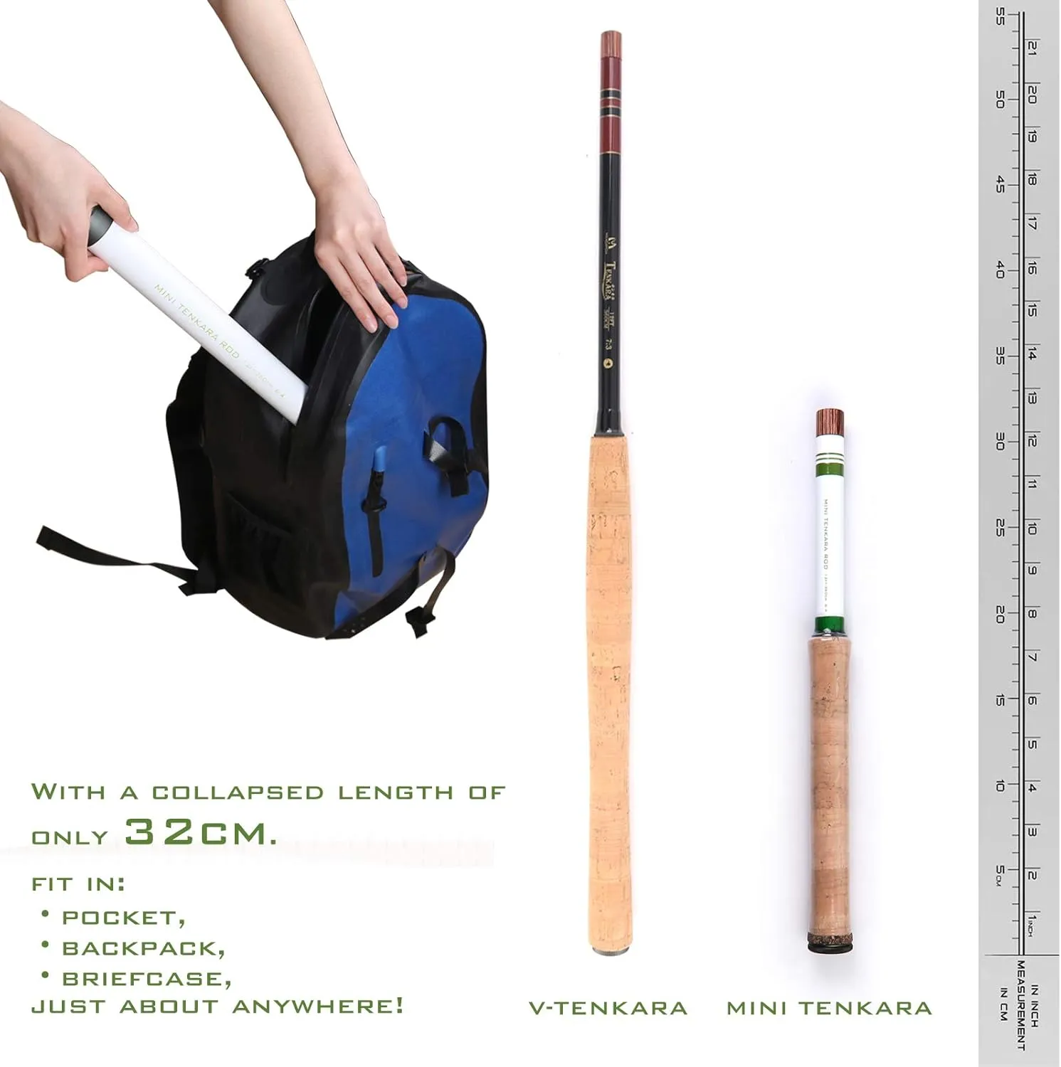 Mini Tenkara Fly Fishing Rod with Extra Tip Section 12ft, 9ft6