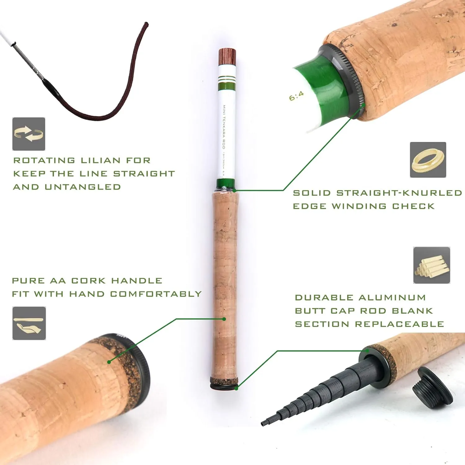 Mini Tenkara Fly Fishing Rod with Extra Tip Section 12ft, 9ft6
