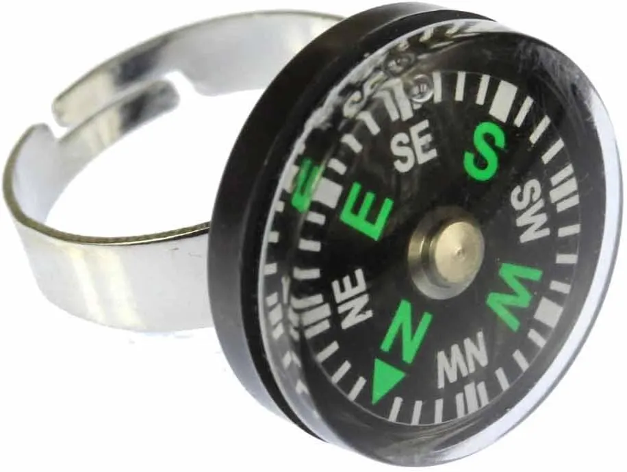 Miniblings Compass Ring Navigation Outdoor Campin Badge Buttong Portable
