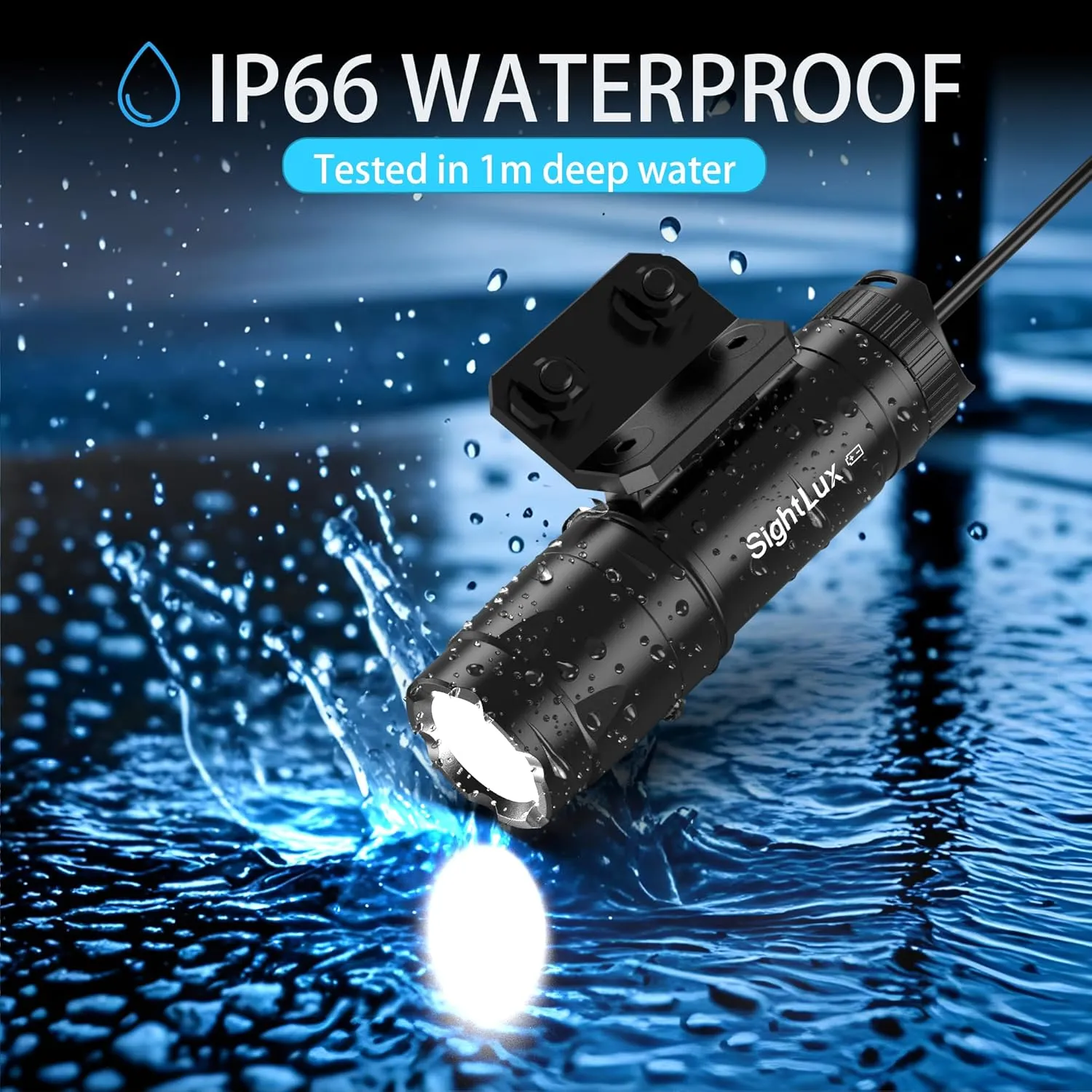 Mlok Rail Flashlight for Rifle - 1000 Lumens LED Tactical Weapon Light with Remote Pressure Switch, USB C Rechargeable Gun AR Flashlight with Charger for Hunting Shooting, Alumium